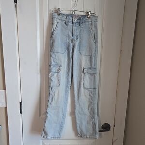 GoGo Star Wide Light Blue Cargo Jeans